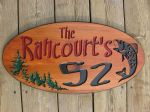 Cottage sign trees fish number